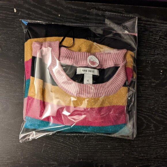 Sparkle Striped "Nine West" Sweater Size XL - Picture 9 of 11